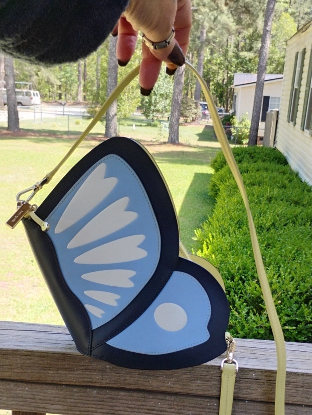 Kate Spade Butterfly Wing Crossbody Bag in Light Blue and Yellow - Picture 1 of 8